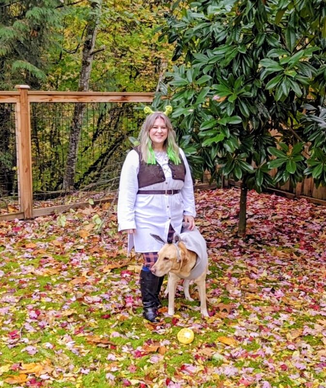 Shrek and Donkey dog and owner Halloween costume