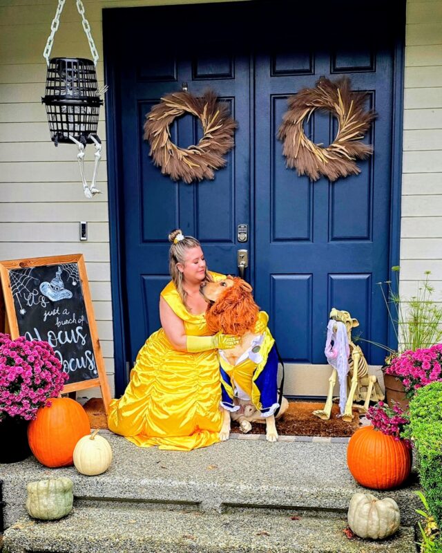 Beauty and the Beast dog and owner Halloween costume